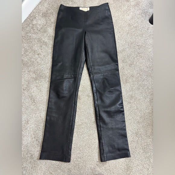 Vintage Margaret Godfrey 100% Leather Pants Mid Rise Side Zipper Classic Size 2 - Picture 1 of 13